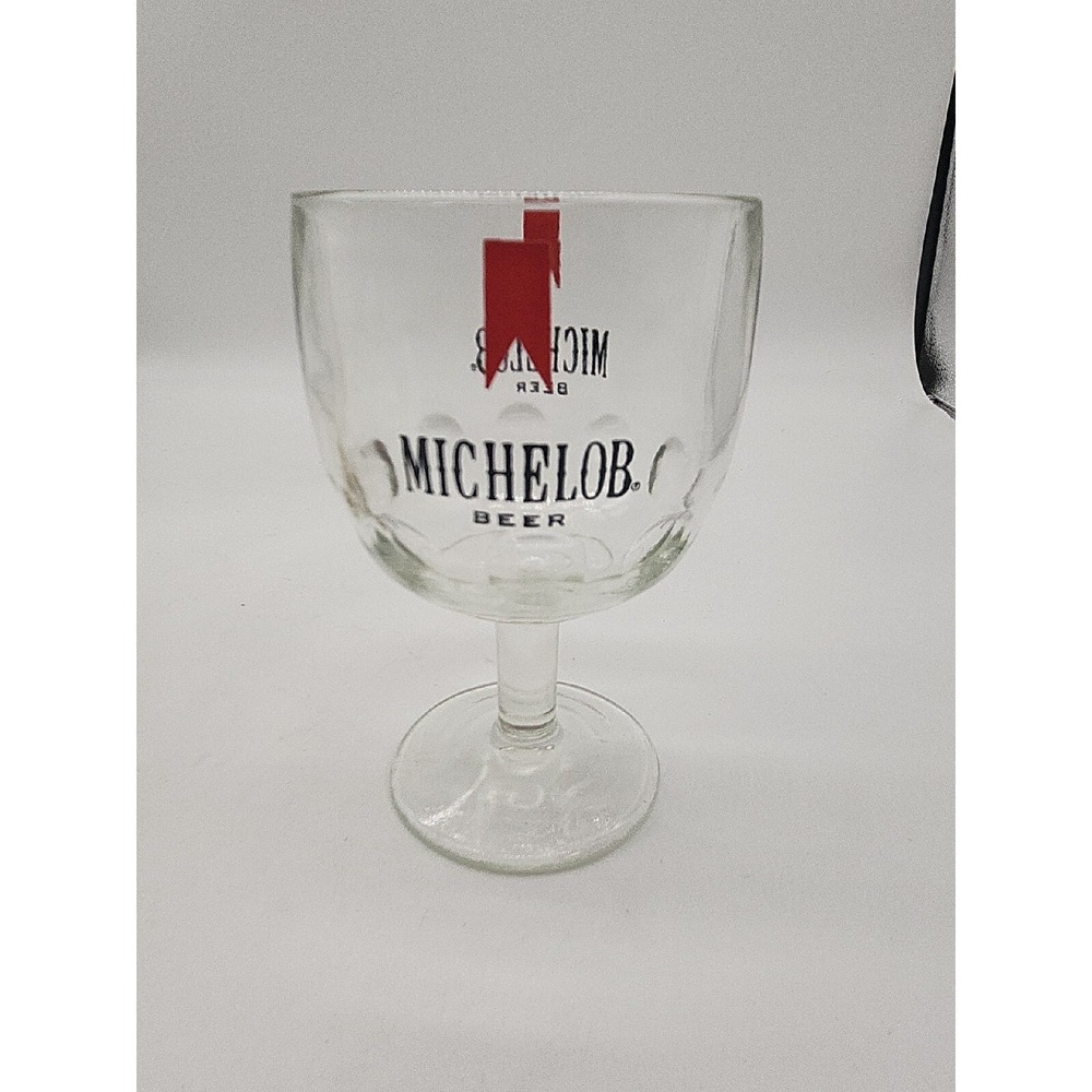 Vintage Michelob Beer Chalice Goblet Footed Base Thumbprint Heavy